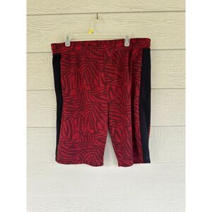 Fourcast Men's Red and Black Palm Leaf Print Athletic Shorts - Size L